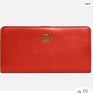 Coach Skinny Wallet in Refined Orange Leather